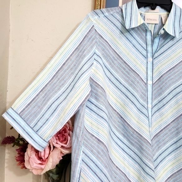 100% Linen Chicos No Iron Medium Lagenlook Beach Contemporary Travel - Picture 4 of 11